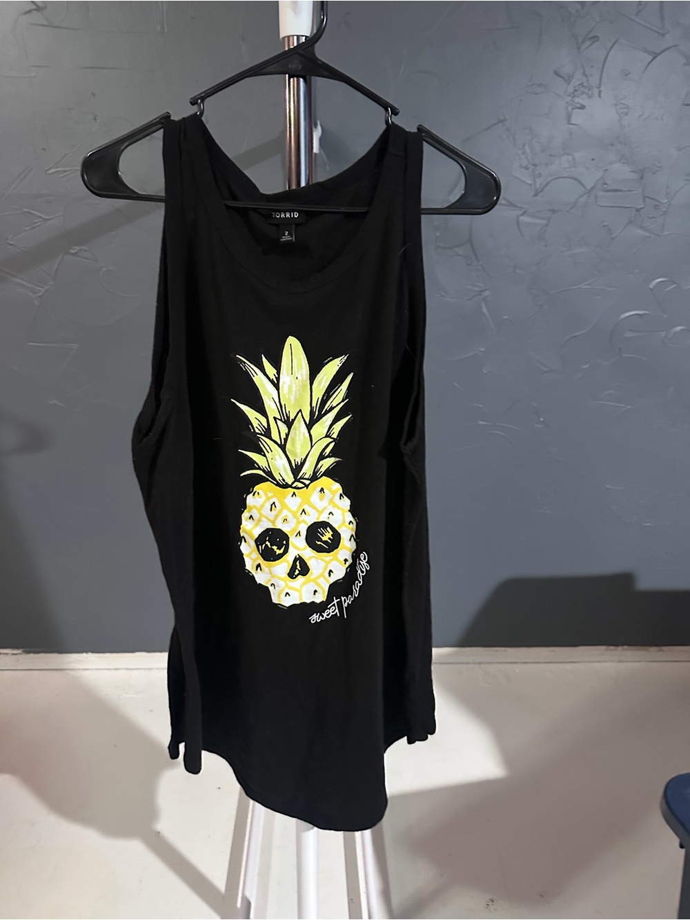 torrid Black Tank with Yellow Pineapple Skull Graphic